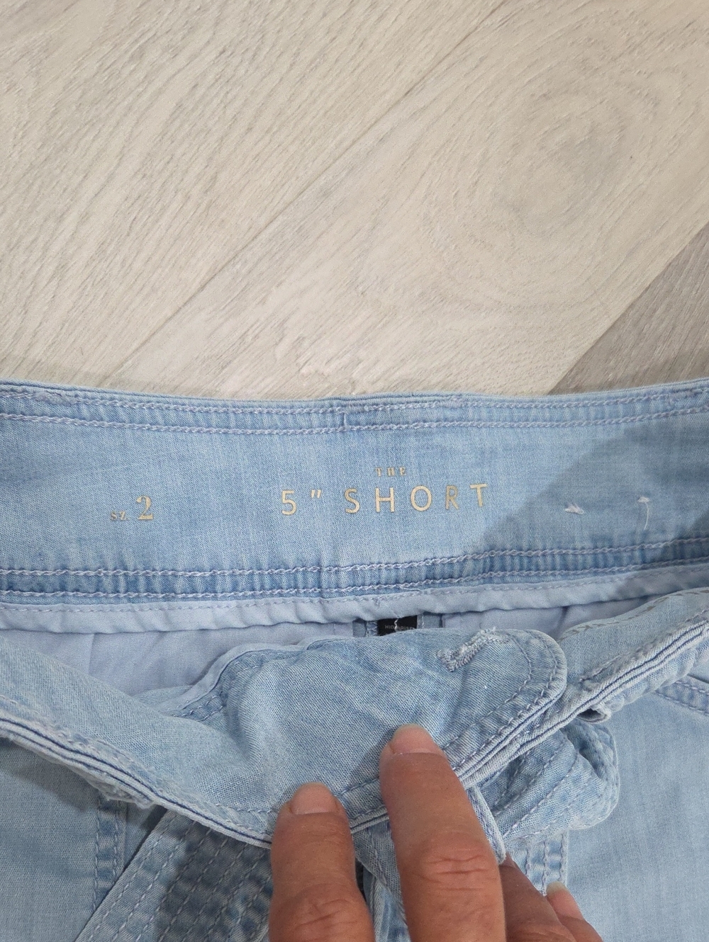 White House Black Market 5" Inseam High-Rise Tie-Waist Chambray Swing Shorts, 2 - Picture 2 of 5